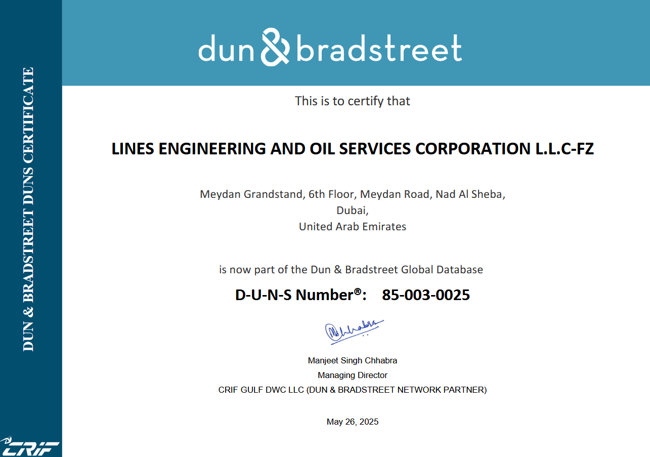 Lines Engineering D-U-N-S Number Certificate